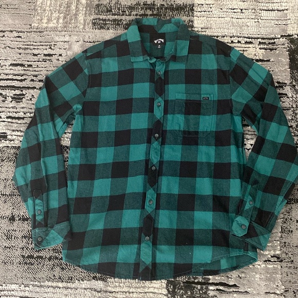 New’s Billabong Button Up Buffalo Plaid Flannel Shirt Medium - Picture 1 of 6